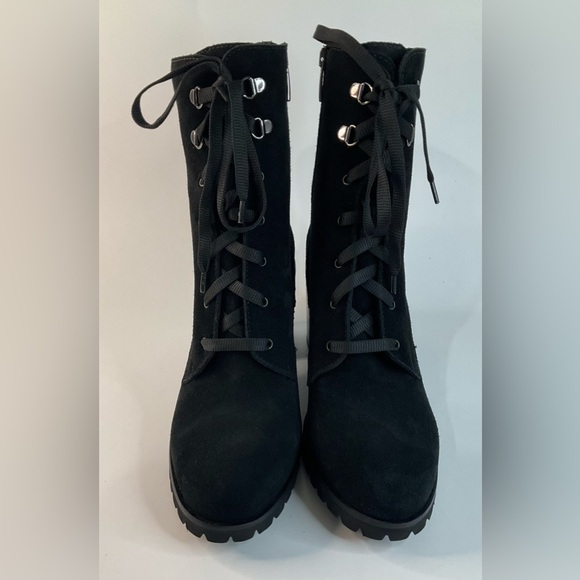 La Canadienne Parkera Women's Black Suede Lace Up Zip Casual Mid Boots - Picture 2 of 11